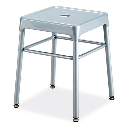 Steel Guestbistro Stool, Backless, Supports Up To 250 Lb, 18" Seat Height, Silver Seat, Silver Base