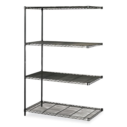 Industrial Add-on Unit, Four-shelf, 48w X 24d X 72h, Steel, Black