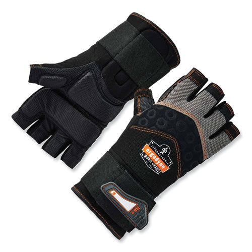 Proflex 910 Half-finger Impact Gloves + Wrist Support, Black, X-large, Pair