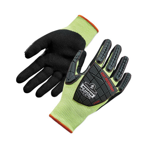 Proflex 7141 Ansi A4 Dir Nitrile-coated Cr Gloves, Lime, Small, 72 Pairs/pack