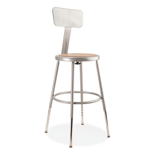 6200 Series 19" To 27" Height Adjustable Heavy Duty Stool With Backrest, Supports 500 Lb, Brown Seat, Gray Back, Gray Base