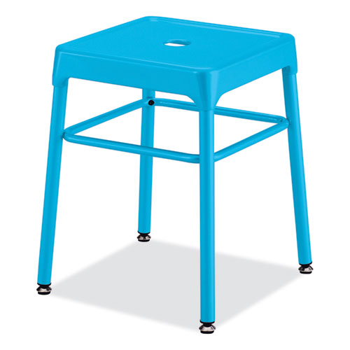 Steel Guestbistro Stool, Backless, Supports Up To 250 Lb, 18" Seat Height, Baby Blue Seat, Baby Blue Base