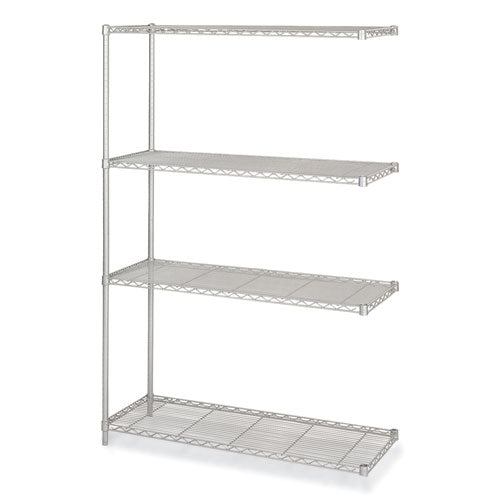 Industrial Add-on Unit, Four-shelf, 48w X 18d X 72h, Steel, Metallic Gray