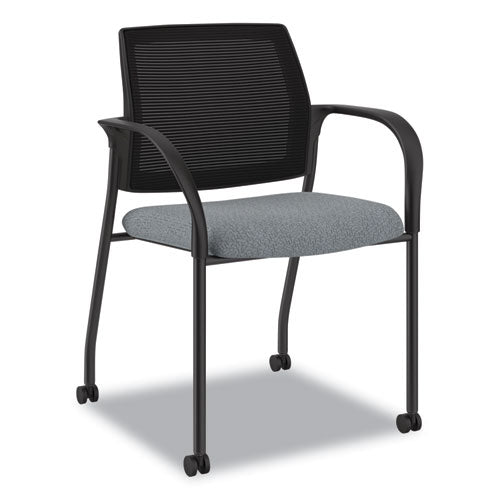 Ignition Series Mesh Back Mobile Stacking Chair, Fabric Seat, 25 X 21.75 X 33.5, Basalt/black