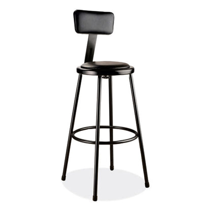 6400 Series Heavy Duty Vinyl Padded Stool With Backrest, Supports 300 Lb, 30" Seat Height, Black Seat/back/base