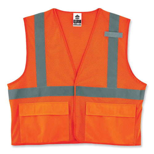 Glowear 8220hl Class 2 Standard Mesh Hook And Loop Vest, Polyester, 4x-large/5x-large, Orange