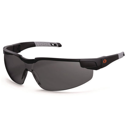 Skullerz Dellenger Safety Glasses With Adjustable Temples, Matte Black Nylon Impact Frame, Smoke Polycarbonate Lens