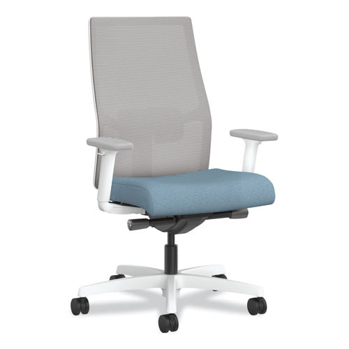 Ignition 2.0 4-way Stretch Mid-back Mesh Task Chair, White Lumbar Support, Carolina Seat, Fog Back, White Base