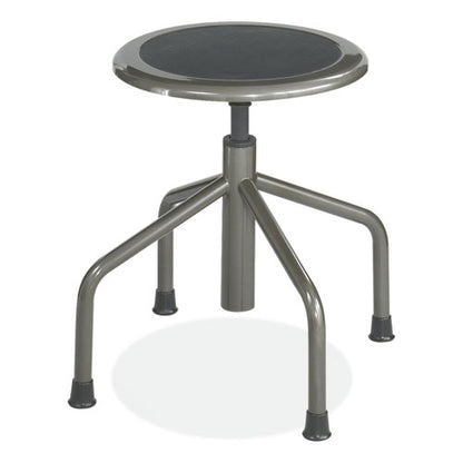 Diesel Low Base Stool, Backless, Supports Up To 250 Lb, 16" To 22" Seat Height, Black Seat, Pewter Base