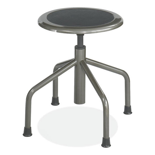 Diesel Low Base Stool, Backless, Supports Up To 250 Lb, 16" To 22" Seat Height, Black Seat, Pewter Base