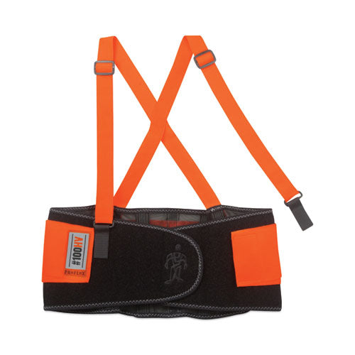 Proflex 100hv Economy Hi-vis Spandex Back Support Brace, Large, 34" To 38" Waist, Black/orange