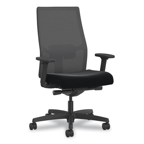 Ignition 2.0 4-way Stretch Mid-back Mesh Task Chair, Gray Adjustable Lumbar Support, Black