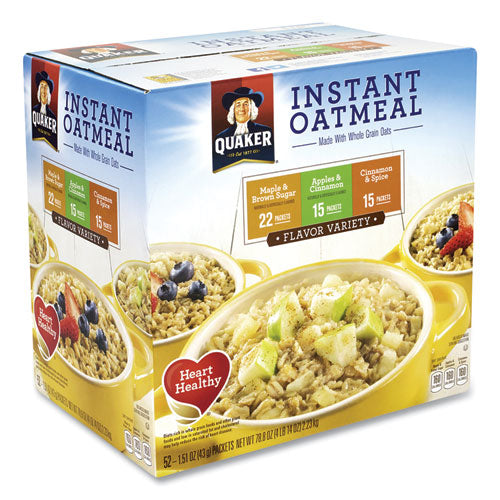 Instant Oatmeal, Assorted Varieties, 1.51 Oz Envelope, 52/carton