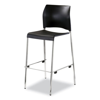 Cafetorium Bar Height Stool, Supports Up To 500 Lb, 31" Seat Height, Black Seat, Black Back, Chrome Base