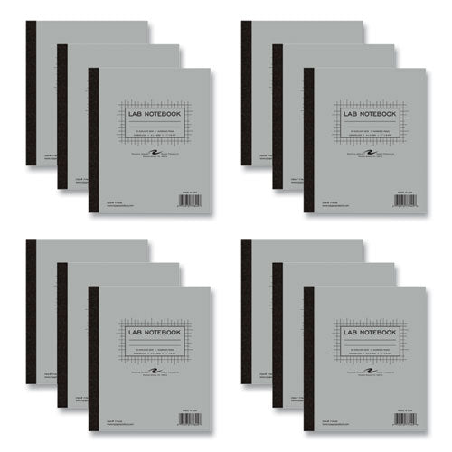 Lab And Science Carbonless Notebook, Quad Rule (4 Sq/in), Gray Cover, (100) 11x9.25 Sheets, 12/carton