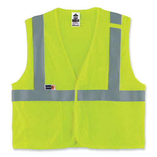 Glowear 8263frhl Class 2 Fr Safety Economy Hook And Loop Vest, Modacrylic Mesh/cotton, 4x-large/5x-large, Lime