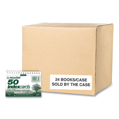 Environotes Wirebound Recycled Index Cards, Narrow Rule, 3 X 5, White, 50 Cards, 24/carton