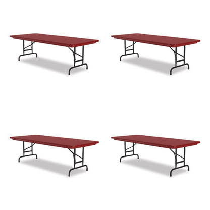 Adjustable Folding Tables, Rectangular, 60" X 30" X 22" To 32", Red Top, Black Legs, 4/pallet