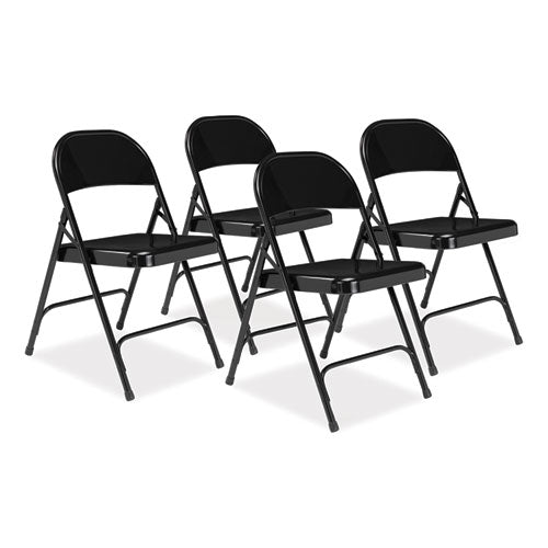 50 Series All-steel Folding Chair, Supports Up To 500 Lb, 16.75" Seat Height, Black Seat, Black Back, Black Base, 4/carton