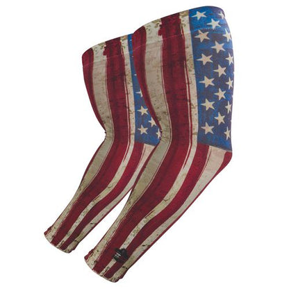 Chill-its 6695 Sun Protection Arm Sleeves, Polyester/spandex, X-large/2x-large, American Flag