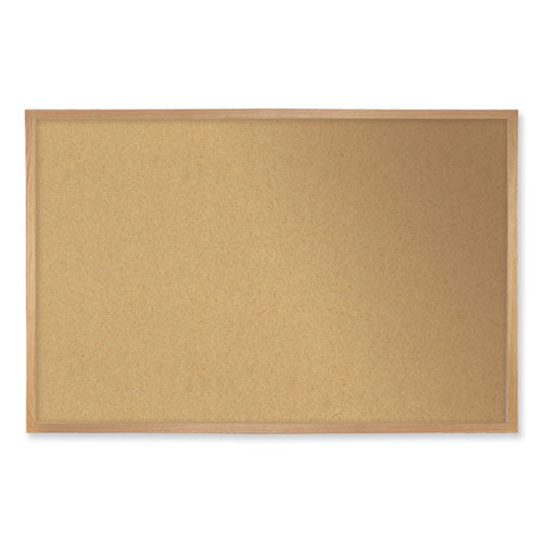 Natural Cork Bulletin Board With Wood Frame, 120.5" X 48.5", Tan Surface, Oak Finished Wood Frame