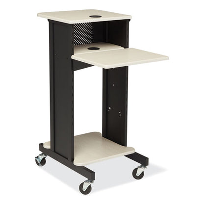 Premium Presentation Cart, 4 Shelves, 18" X 30" X 40.5", Ivory/black