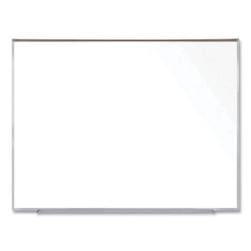 Magnetic Porcelain Whiteboard With Aluminum Frame And Maprail, 72.5" X 60.47", White Surface, Satin Aluminum Frame