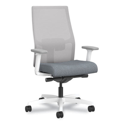 Ignition 2.0 4-way Stretch Mid-back Task Chair, Orange Adjustable Lumbar Support, Basalt Seat, Fog Back, White Base