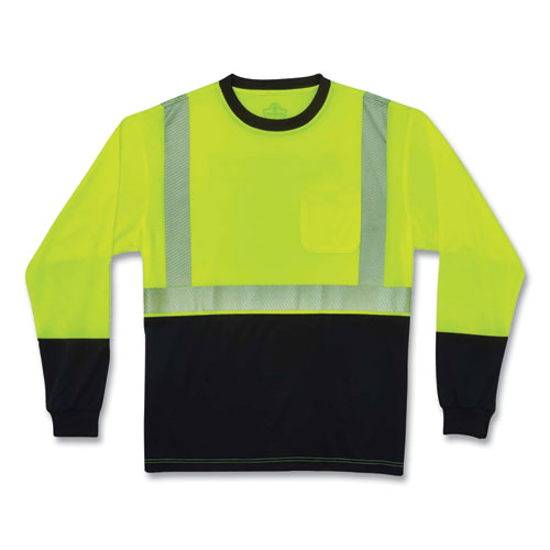 Glowear 8281bk Class 2 Long Sleeve Shirt With Black Bottom, Polyester, 5x-large, Lime