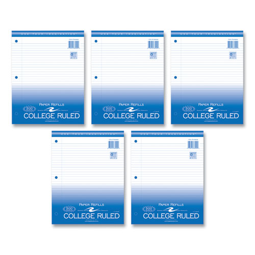 Loose Leaf Paper, 8.5 X 11, 3-hole Punched, College Rule, White, 500 Sheets/pack, 5 Packs/carton