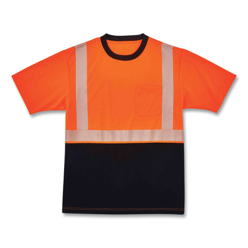 Glowear 8280bk Class 2 Performance T-shirt With Black Bottom, Polyester, Medium, Orange