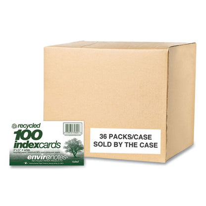 Environotes Recycled Index Cards, Narrow Rule, 3 X 5 White, 100 Cards, 36/carton