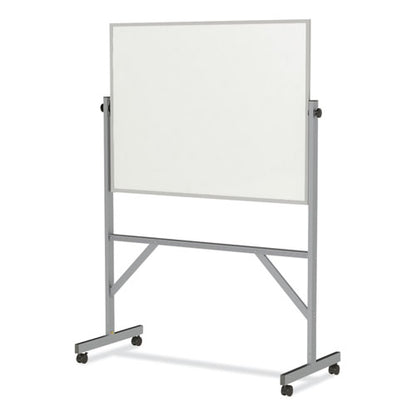 Reversible Magnetic Porcelain Whiteboard With Aluminum Frame, 53.25" X 72.25", White Surface, Satin Aluminum Frame