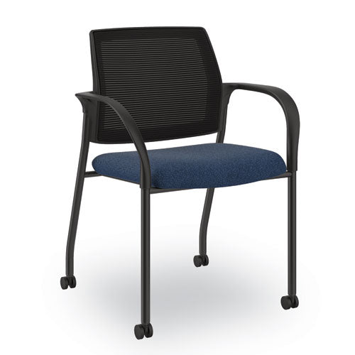 Ignition Series Guest Chair With Arms, 25" X 21.75" X 33.5", Navy Seat, Black Back, Black Base