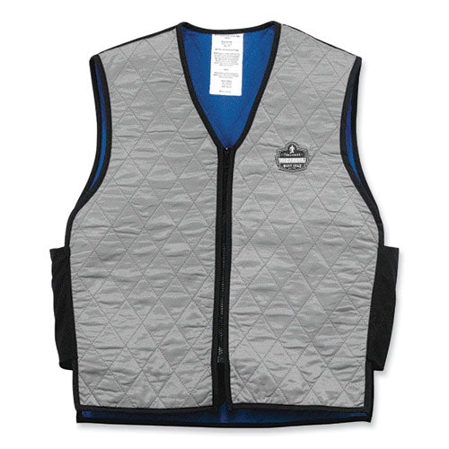 Chill-its 6665 Embedded Polymer Cooling Vest With Zipper, Nylon/polymer, Medium, Gray