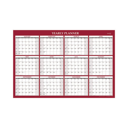 Classic Red Laminated Erasable Wall Calendar, 48 X 32, White/red/gray Sheets, 12-month (jan To Dec): 2025