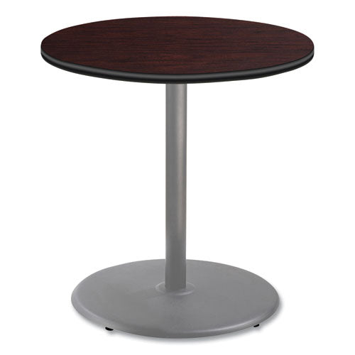 Cafe Table, 36" Diameter X 36h, Round Top/base, Mahogany Top, Gray Base