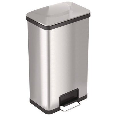 Step Pedal Trash Can With Airstep Technology, 18 Gal, Stainless Steel, Silver