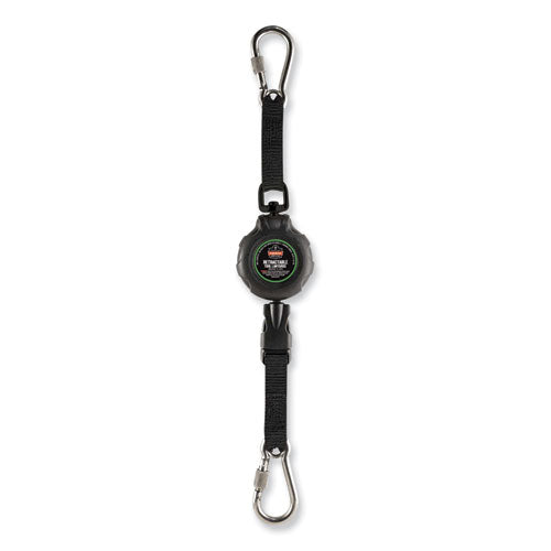 Squids 3000 Retractable Tool Lanyard With Carabiner Anchor, 1 Lb Working Capacity, 48" Long, Black