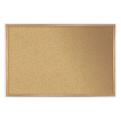 Natural Cork Bulletin Board With Wood Frame, 96.5" X 48.5", Tan Surface, Oak Finished Wood Frame