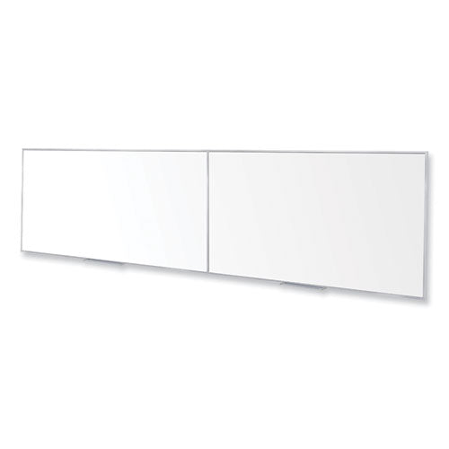 Magnetic Porcelain Whiteboard With Aluminum Frame, 193" X 48.5", White Surface, Satin Aluminum Frame