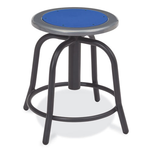 6800 Series Height Adjustable Metal Seat Stool, Supports Up To 300 Lb, 18" To 24" Seat Height, Persian Blue Seat/black Base