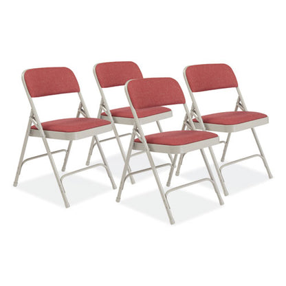 2200 Series Fabric Dual-hinge Premium Folding Chair, Supports Up To 500 Lb, Cabernet Seat, Cabernet Back, Gray Base, 4/carton