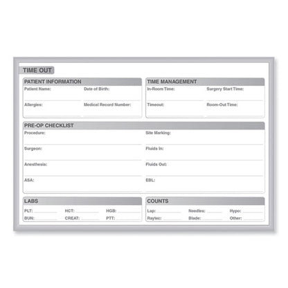 Time Out Magnetic Whiteboard, Patient/staff Time Management Chart, 24.5" X 18.5", White/gray Surface, Satin Aluminum Frame