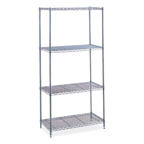 Industrial Wire Shelving, Four-shelf, 48w X 18d X 72h, Metallic Gray