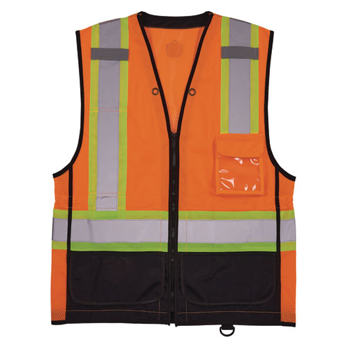 Glowear 8251hdz Class 2 Two-tone Hi-vis Safety Vest, Small To Medium, Orange