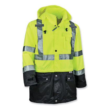 Glowear 8365bk Class 3 Hi-vis Rain Jacket Black Bottom, 3x-large, Lime