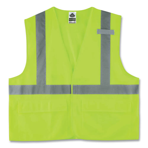 Glowear 8225hl Class 2 Standard Solid Hook And Loop Vest, Polyester, Lime, 2x-large/3x-large