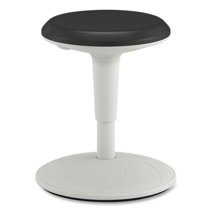 Revel Adjustable Height Fidget Stool, Backless, Supports Up To 250 Lb, 13.75" To 18.5" Seat Height, Black Seat, White Base