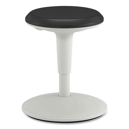 Revel Adjustable Height Fidget Stool, Backless, Supports Up To 250 Lb, 13.75" To 18.5" Seat Height, Black Seat, White Base